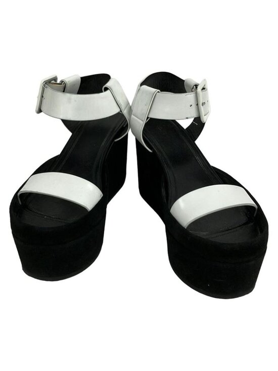 Celine Sandals 38.5 White Black Wedge Sole Leather main image 9